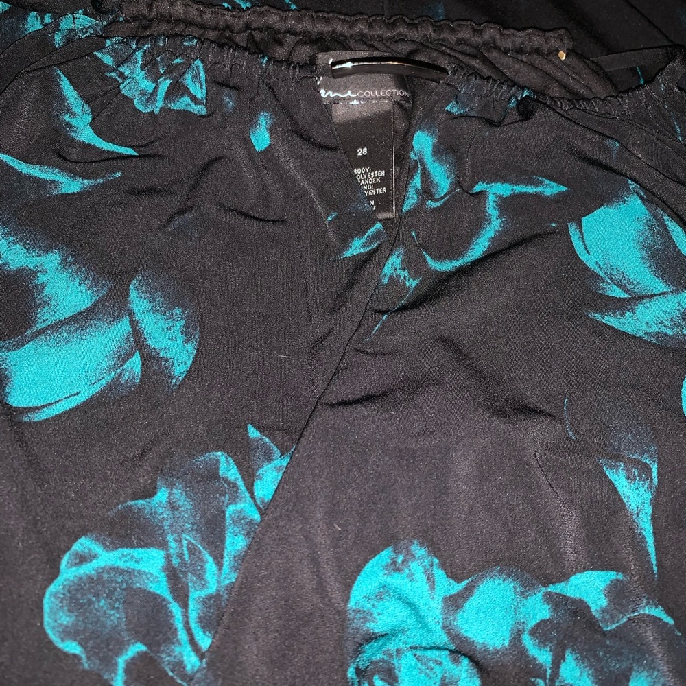 Black maxi dress with green roses